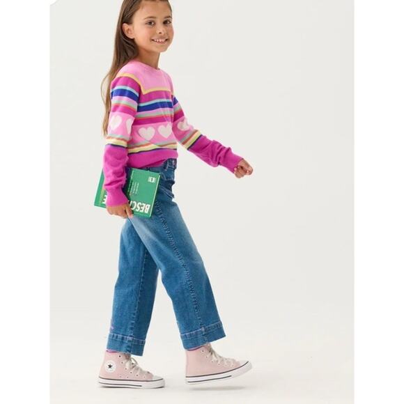 Hatley Girls Stretch Denim Wide Leg Pants Heart Pockets Girls Size 3 $50 - Picture 7 of 14